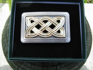 CELTIC KNOT SILVER and GOLD PLATED BELT BUCKLE