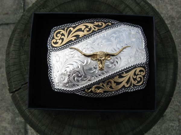 TWO TONE BRAIDED WAVE BELT BUCKLE