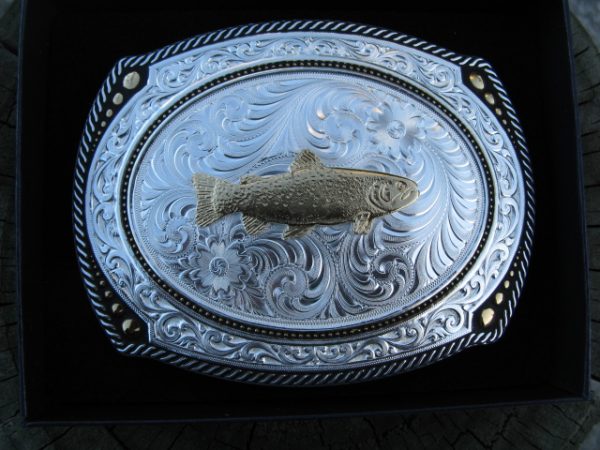 LARGE ROPED BUCKLE WITH TROUT BELT BUCKLE