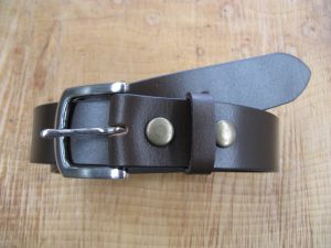 BROWN LEATHER BELT AND BUCKLE 36.5mm WIDE NZ MADE