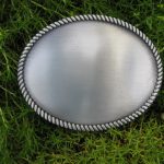 WESTERN ROPE OVAL ANTIQUE SILVER PLAIN BELT BUCKLE