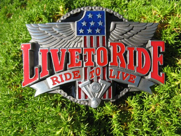 LIVE TO RIDE  WINGS BELT BUCKLE