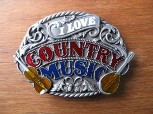 I LOVE COUNTRY MUSIC WESTERN BELT BUCKLE