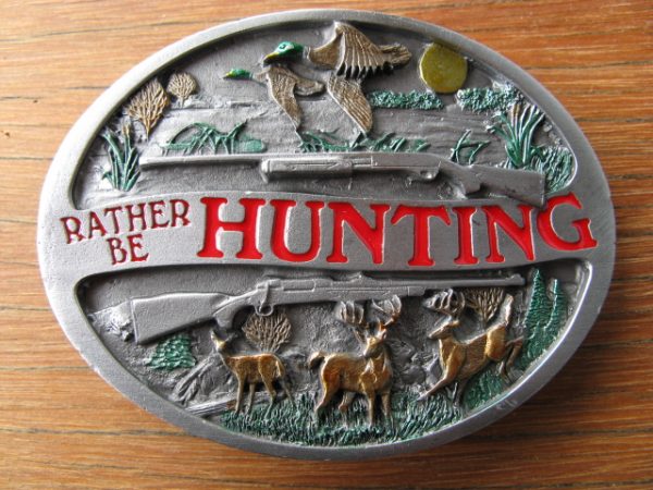RATHER BE HUNTING BELT BUCKLE