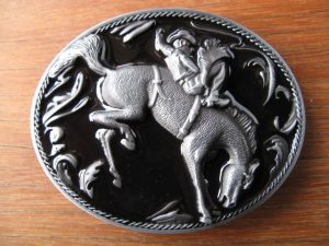 BUCKING BRONCO WESTERN ROPE BELT BUCKLE