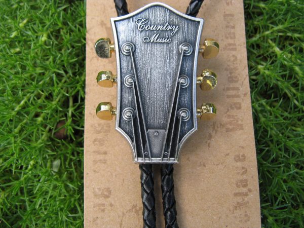 GUITAR HEAD GOLD AND SILVER PLATED BOLO TIE