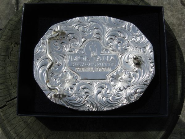 TWO TONE BORDERTOWN BELT BUCKLE WITH SOARING EAGLE