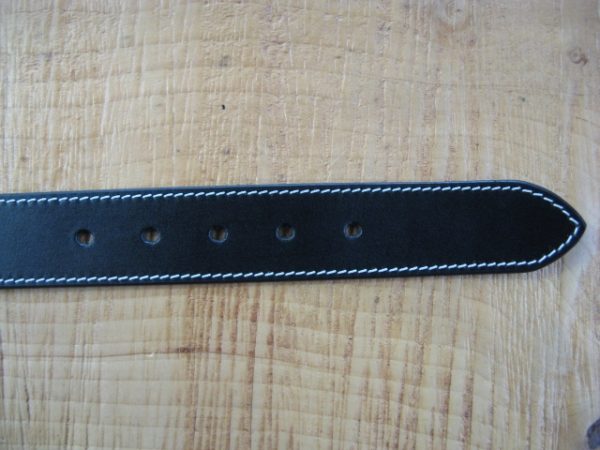 BLACK GENUINE LEATHER BELT AND BUCKLE STITCHED