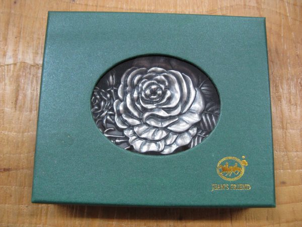 ROSES SILVER PLATED BELT BUCKLE
