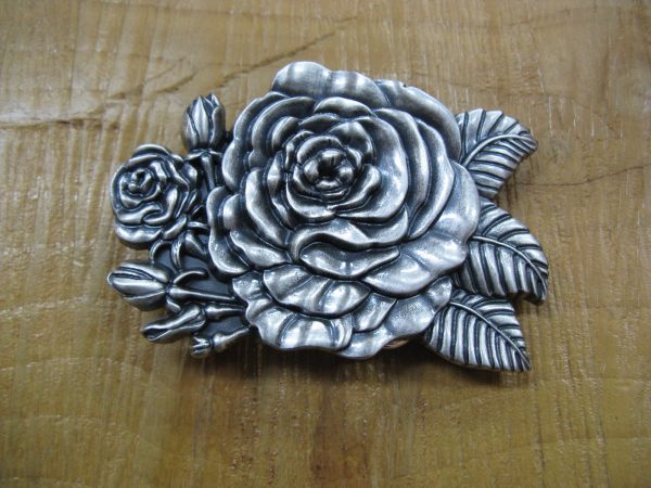 ROSES SILVER PLATED BELT BUCKLE