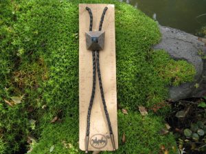 ANTIQUE GOLD PLATED LABRADORITE STONE PYRAMID BOLO TIE