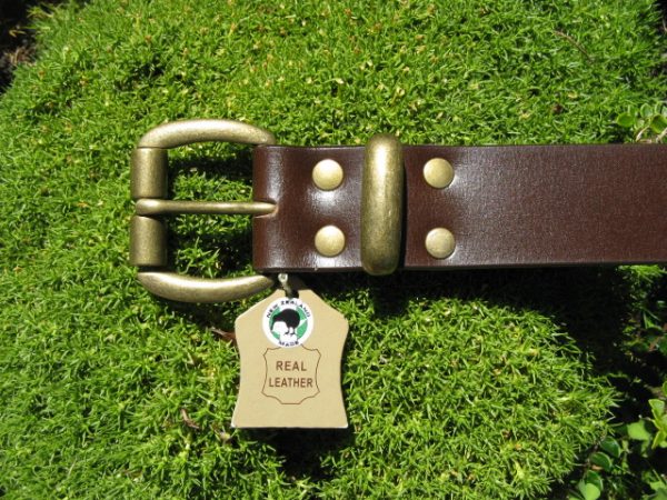 Brown Belt Antique Brass Buckle and Keeper