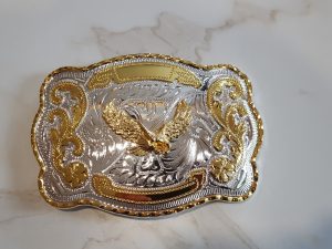 AMERICAN EAGLE GOLD AND SILVER BELT BUCKLE