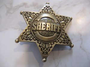 SHERIFF STAR ANTIQUE BRASS BELT BUCKLE