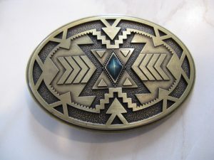 NATIVE AMERICAN SOUTHWEST ANTIQUE BRASS BELT BUCKLE