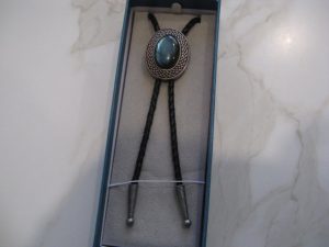SILVER PLATED BLUE LABRADORITE STONE BOLO TIE