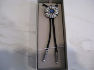SILVER PLATED FLOWER BOLO TIE